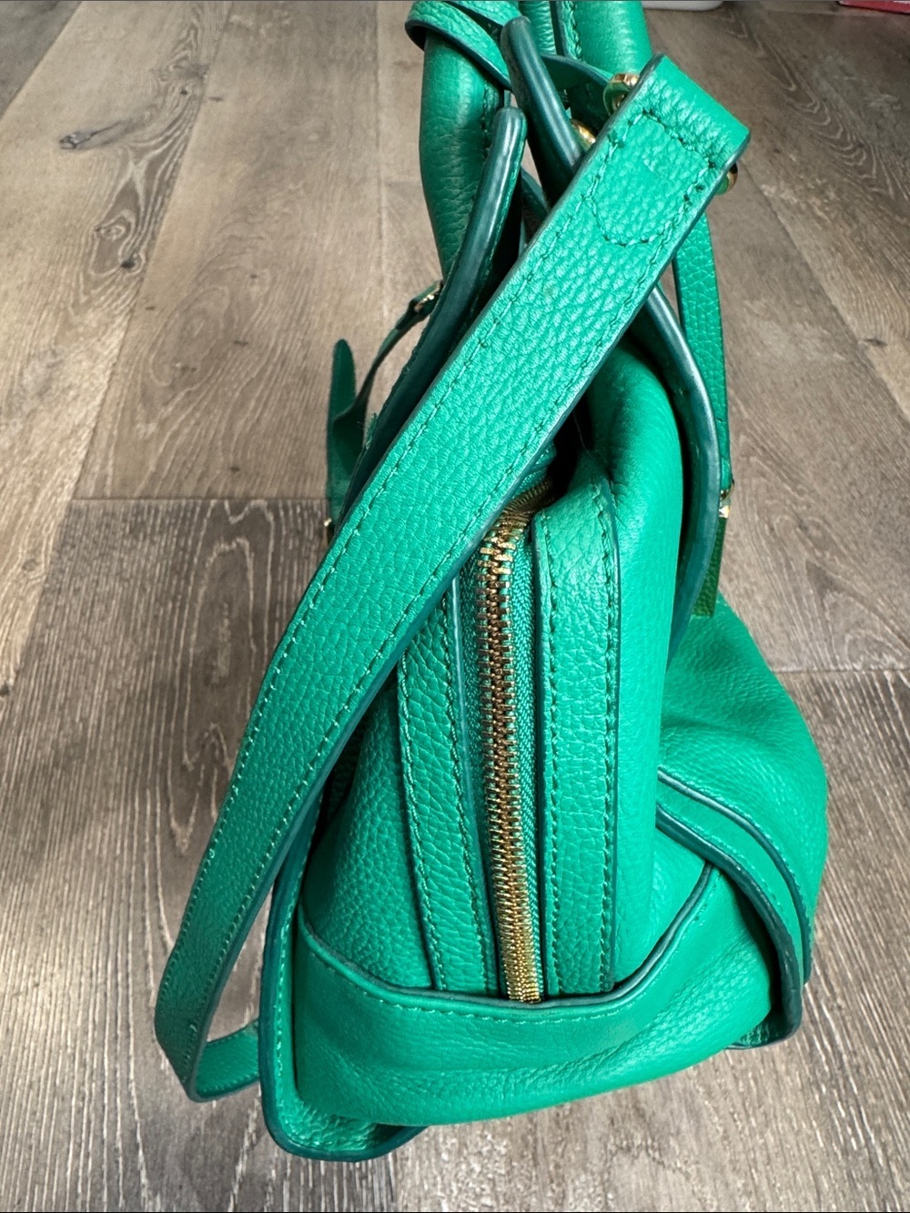 Vince Camuto Kylie Satchel Teal Green Pebbled Leather with Detachable Strap - Picture 6 of 13